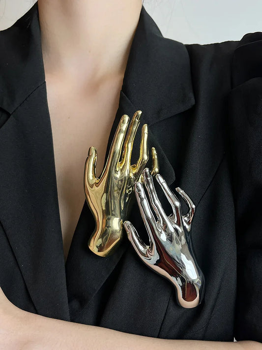 Metal Hand Brooch